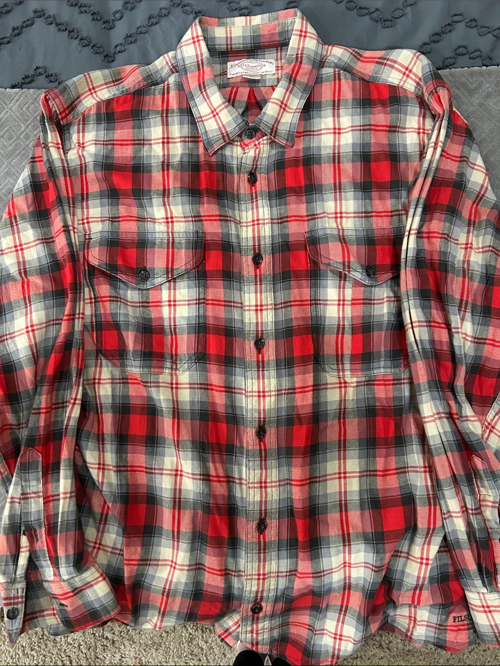 Filson Red, Black & Cream Plaid Button-Down Shirt